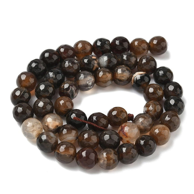Agat – Brun, Facetteret Rund (8mm) - Uniq Perler - 115437