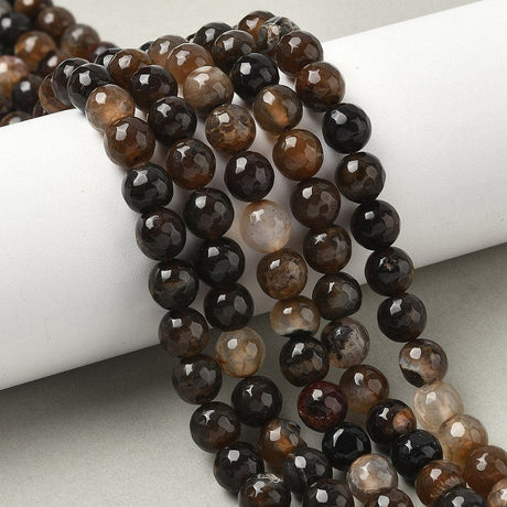 Agat – Brun, Facetteret Rund (8mm) - Uniq Perler - 115437