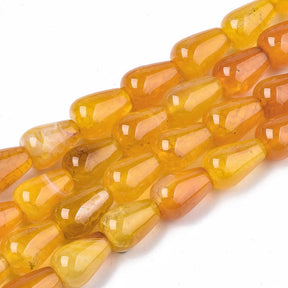 Agate Drops - Orange/Yellow (14x10mm) 6 pcs. - Uniq Perler - 114490