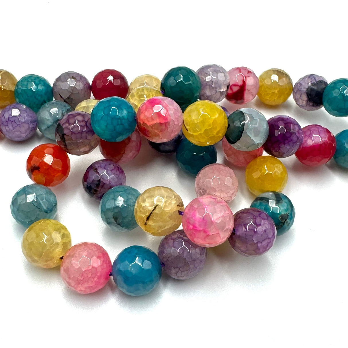 Agat – Farve Mix, Facetteret (14mm) - Uniq Perler - 113132