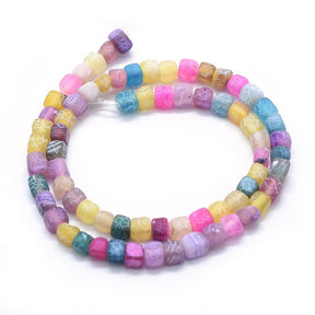 Agate – Color Mix, Frosted, Cube-shaped (5 - 6mm) - Uniq Perler - 727079