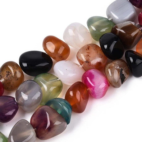 Agat – Farve Mix, Nuggets (6 - 13mm) - Uniq Perler - 115907