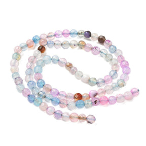 Agat – Farge Mix, Runde, Fasetterte (4mm) - Uniq Perler - 116111