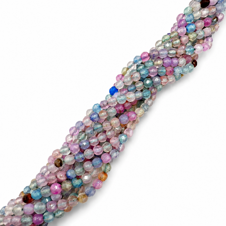Agat – Farve Mix, Runde, Facetteret (4mm) - Uniq Perler - 116111