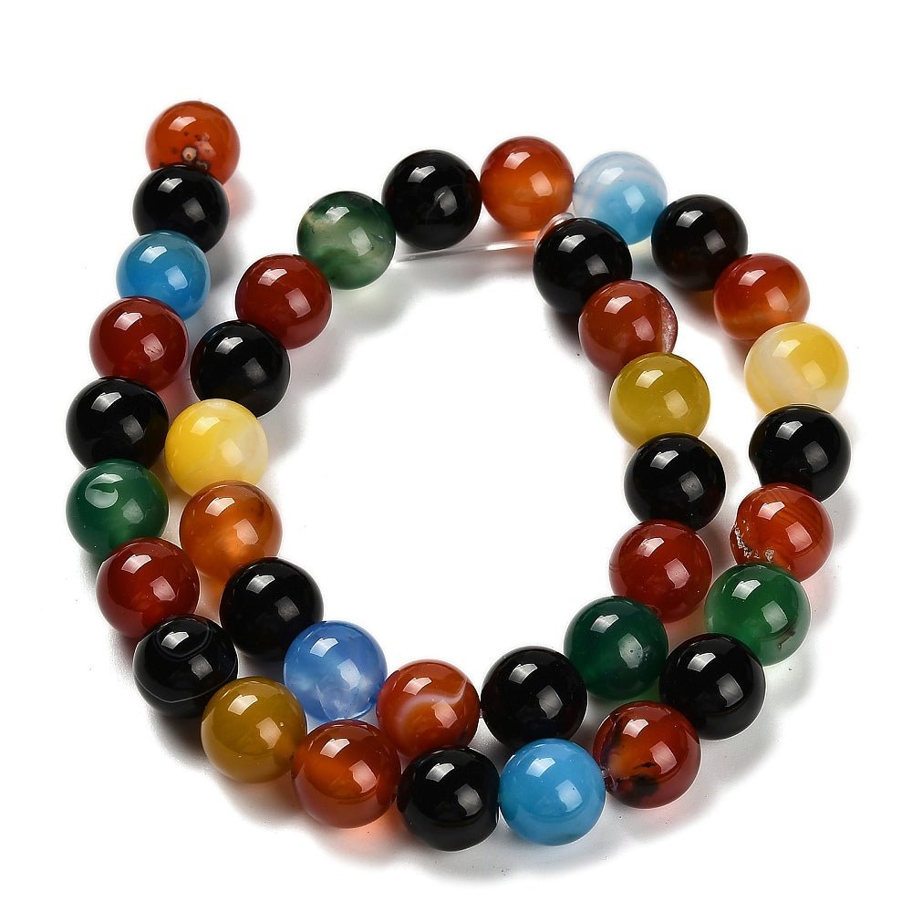 Agat – Farve Mix, Runde Perler (10mm) - Uniq Perler - 