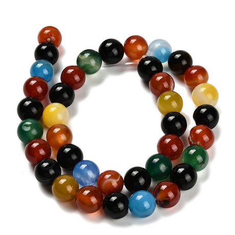 Agat – Farve Mix, Runde Perler (10mm) - Uniq Perler - 