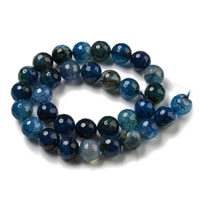 Agate – Dark Blue, Faceted Round (12mm) - Uniq Perler - 113866