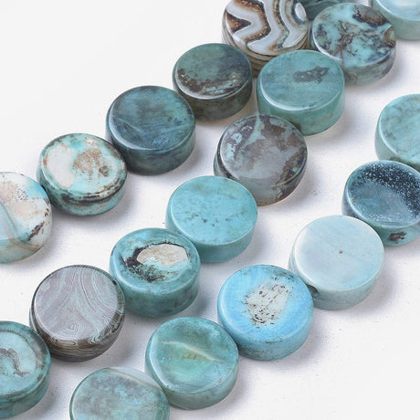 Agat Perler – Blå, Coin (16x6mm) - Uniq Perler - 112927