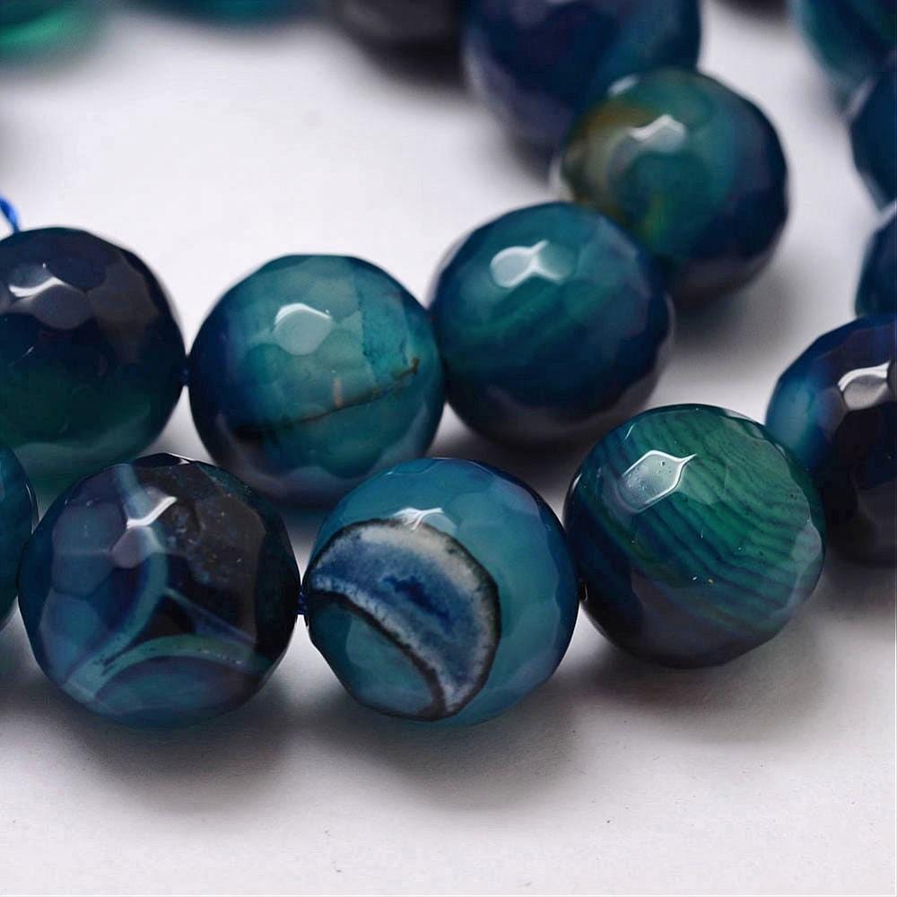 Agat Perler – Blå, Facetteret (14mm) - Uniq Perler - 113859