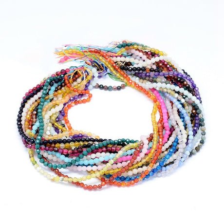 Agat Perler – Facetterede, Runde, Farve Mix (4mm) - Uniq Perler - 116960