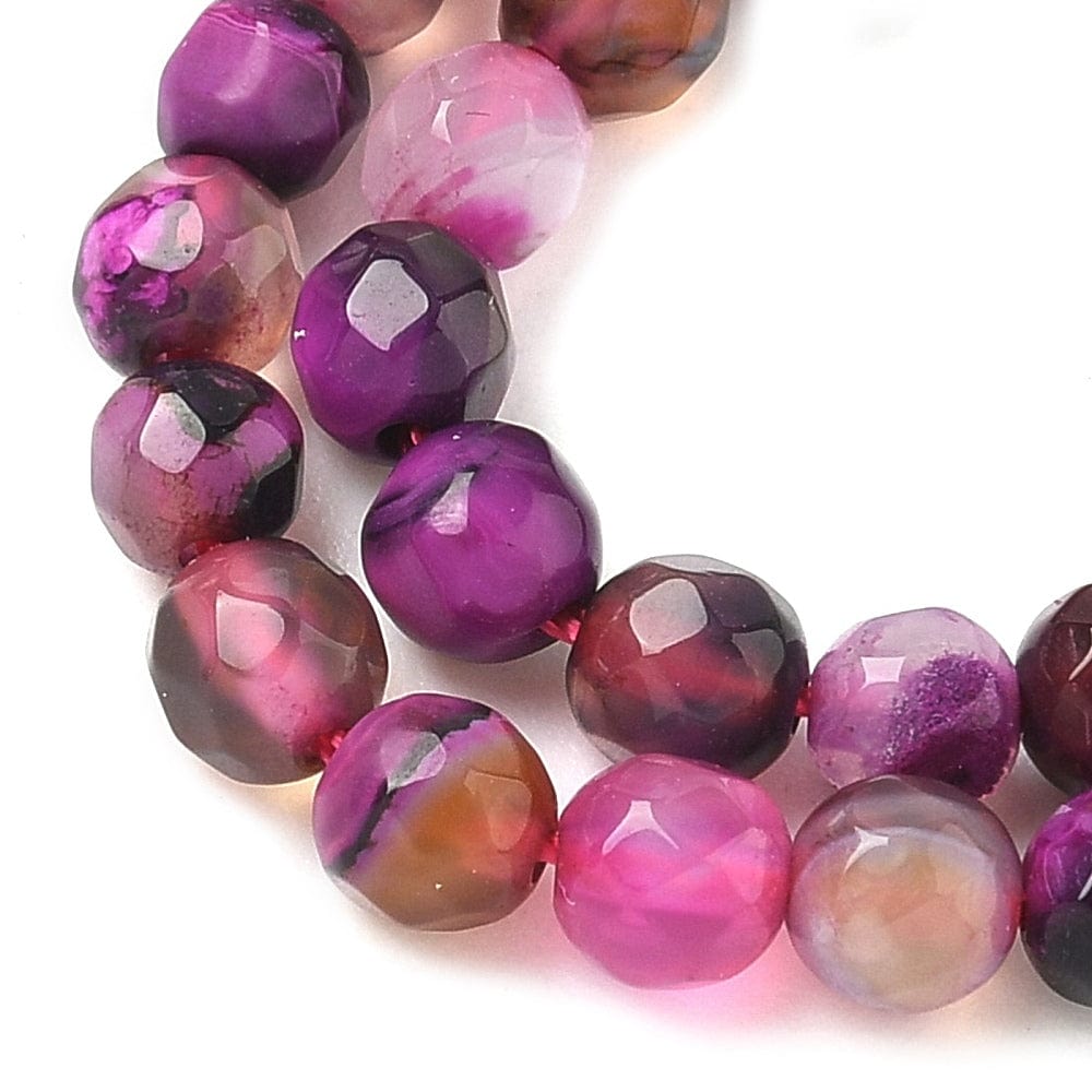 Agat Perler – Lilla, Facetteret, Rund (4mm) - Uniq Perler - 115440