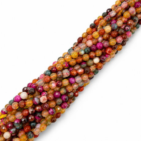 Agat Perler – Mix-Facetterede, Runde (4mm) - Uniq Perler - 125970