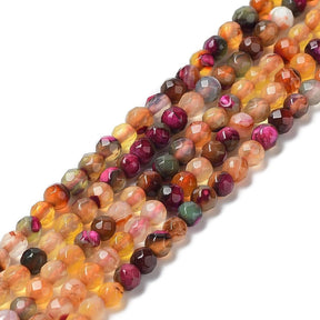 Agat Perler – Orange, Facetterede, Runde (4mm) - Uniq Perler - 125970