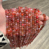 Agat Perler – Orange/Rød, Facetteret (6mm) - Uniq Perler - 112250