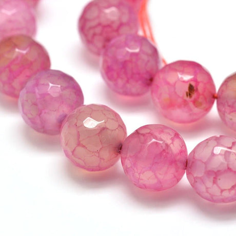 Agat Perler – Pink, Facetterede Runde (10mm) - Uniq Perler - 