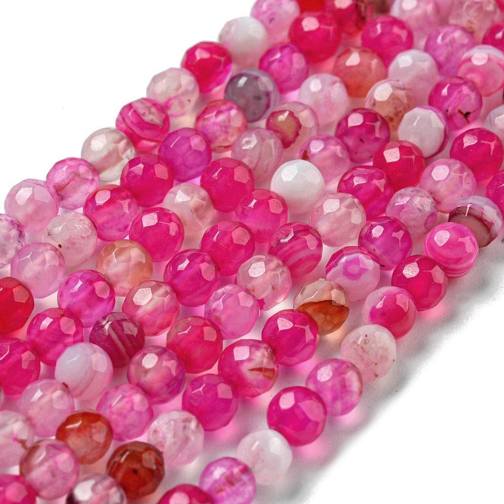 Agat Perler – Pink, Facetteret (4mm) - Uniq Perler - 047840