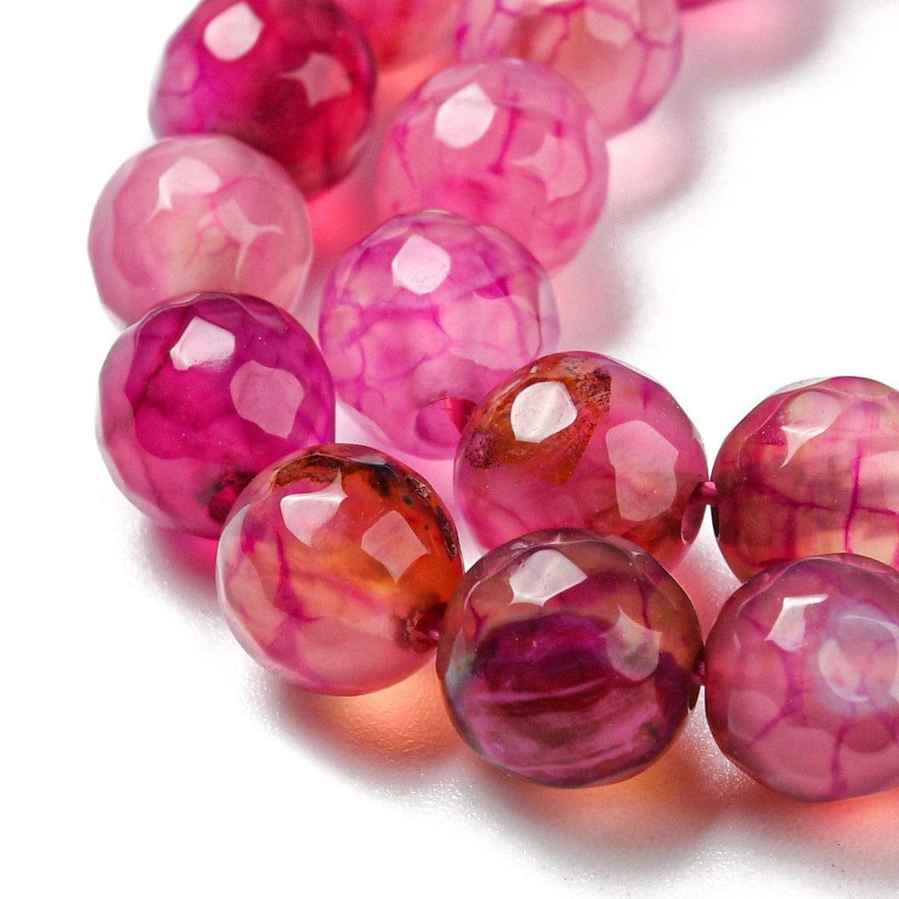 Agat Perler – Pink, Facetteret (6mm) - Uniq Perler - 112251