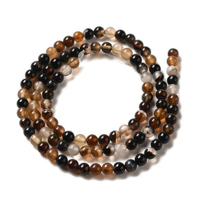 Agat Pärlor – Svart/Brun, Runda (4mm) - Uniq Perler - 499284