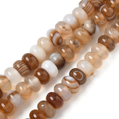 Agat - Rondel, Brun (8x5mm) - Uniq Perler - 116104