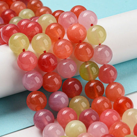 Agat – Rund, Rødt Mix (10mm) - Uniq Perler - 115247