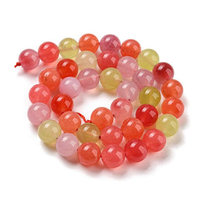 Agate – Round, Red Mix (10mm) - Uniq Perler - 115247