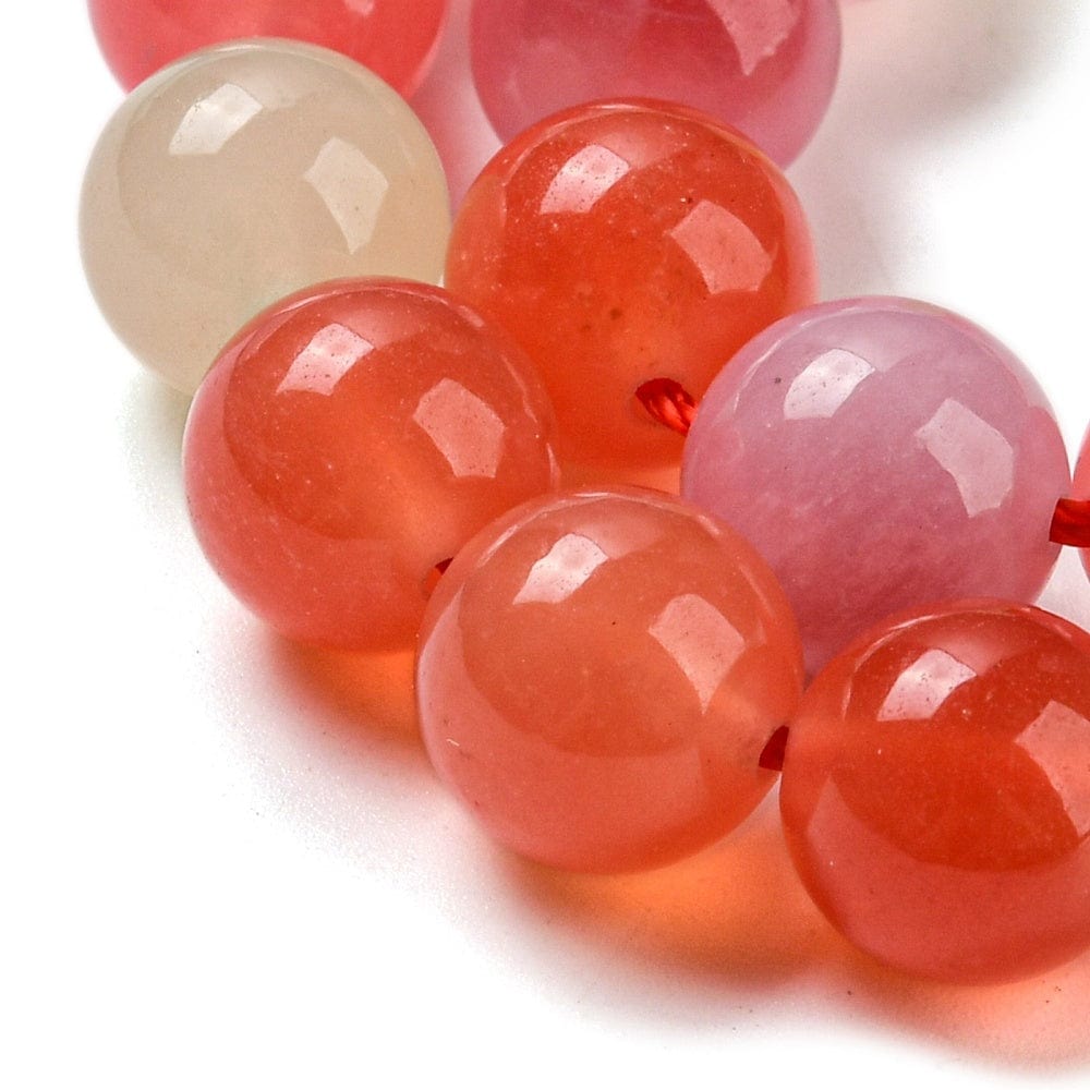 Agat – Rund, Rødt Mix (10mm) - Uniq Perler - 115247