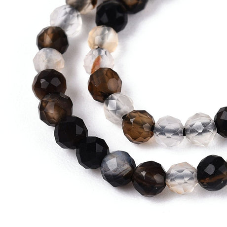 Agat – Sort, Facetteret, Rund (2 - 2,5mm) - Uniq Perler - 116106