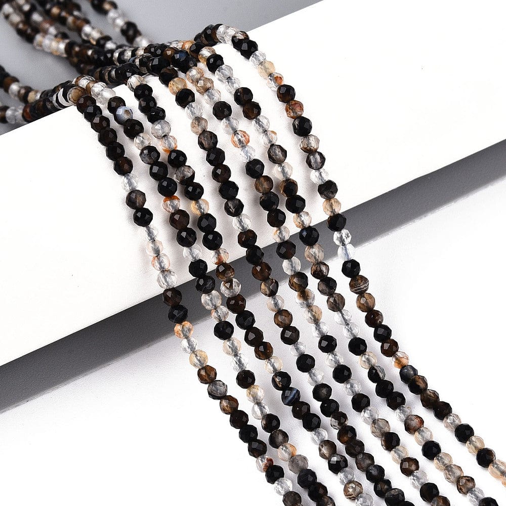 Agat – Sort, Facetteret, Rund (2 - 2,5mm) - Uniq Perler - 116106