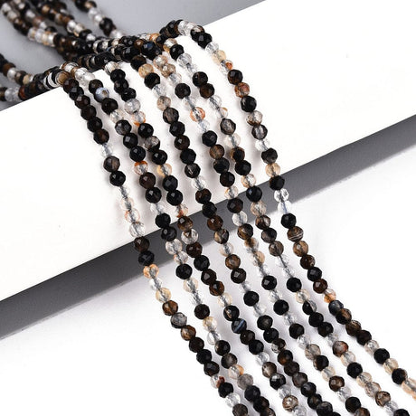 Agat – Sort, Facetteret, Rund (2 - 2,5mm) - Uniq Perler - 116106