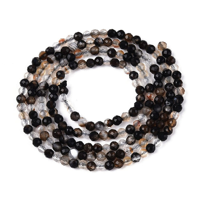 Agat – Sort, Facetteret, Rund (2 - 2,5mm) - Uniq Perler - 116106