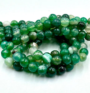 Agate Stripe Agate, Green, Faceted, 8mm