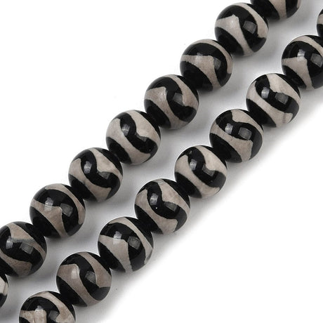 Agat – Tibetansk Mønster, Runde (8mm) - Uniq Perler - 114687