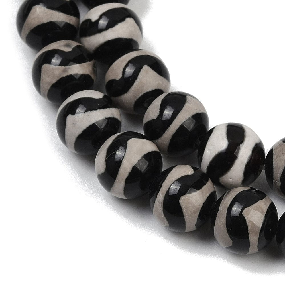 Agat – Tibetansk Mønster, Runde (8mm) - Uniq Perler - 114687