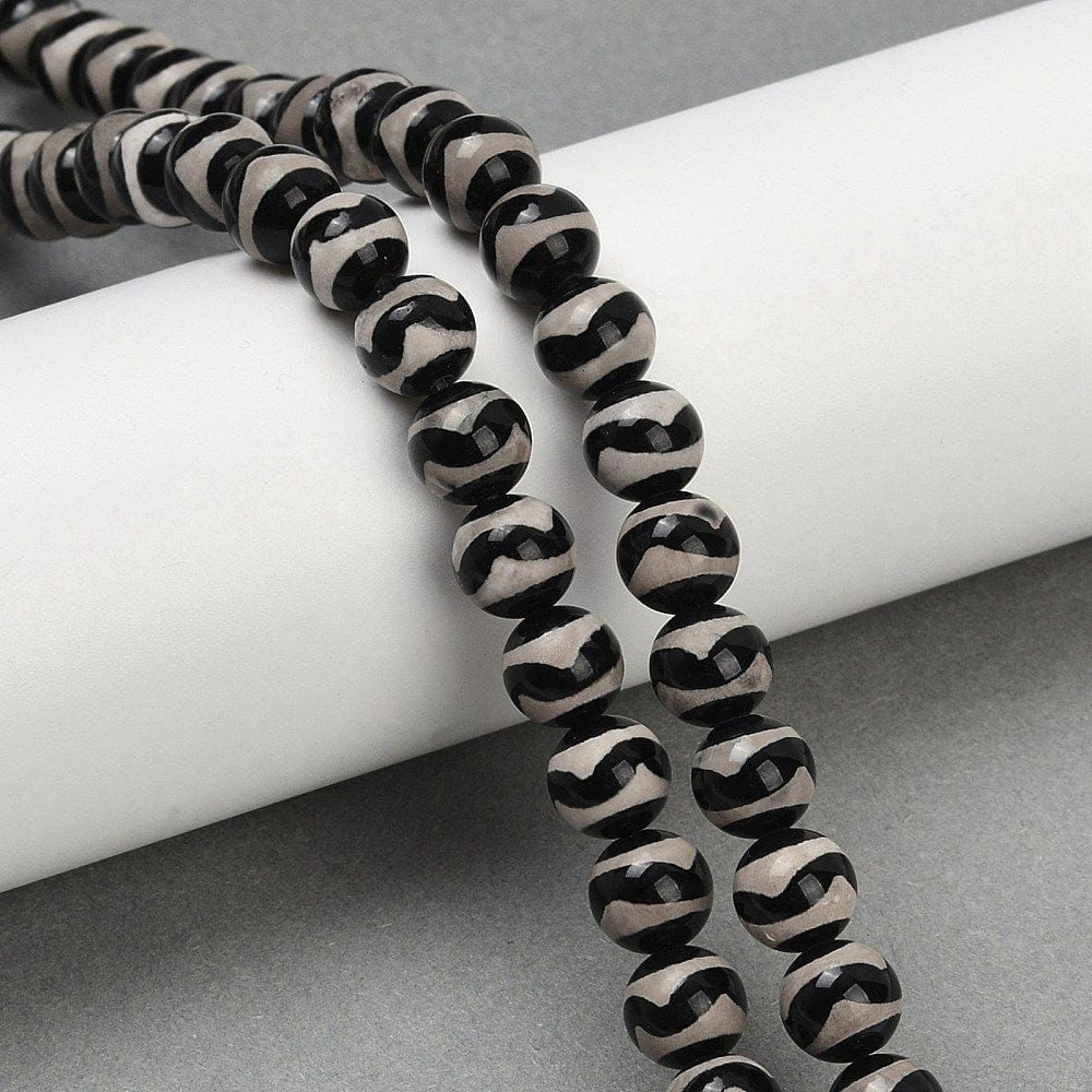 Agat – Tibetansk Mønster, Runde (8mm) - Uniq Perler - 114687