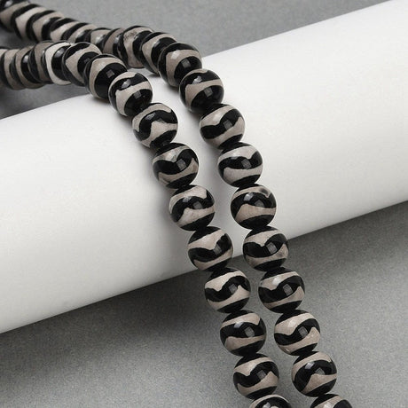 Agat – Tibetansk Mønster, Runde (8mm) - Uniq Perler - 114687