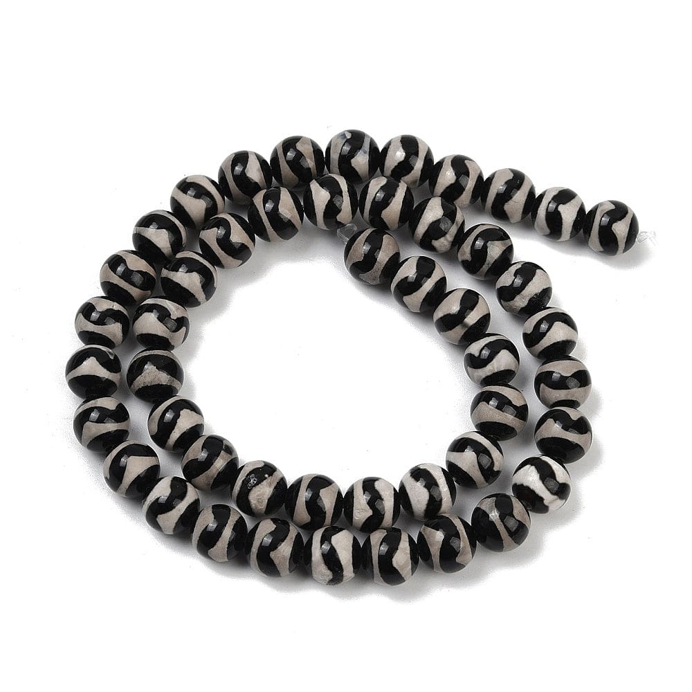 Agat – Tibetansk Mønster, Runde (8mm) - Uniq Perler - 114687