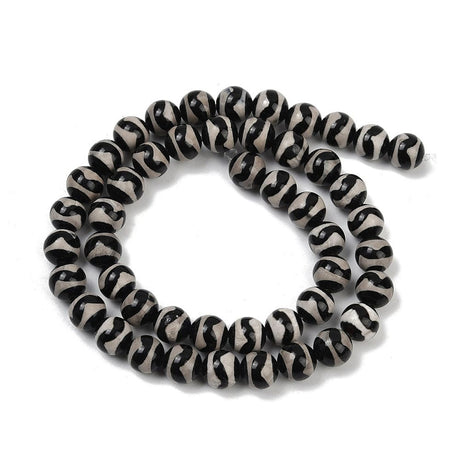 Agat – Tibetansk Mønster, Runde (8mm) - Uniq Perler - 114687