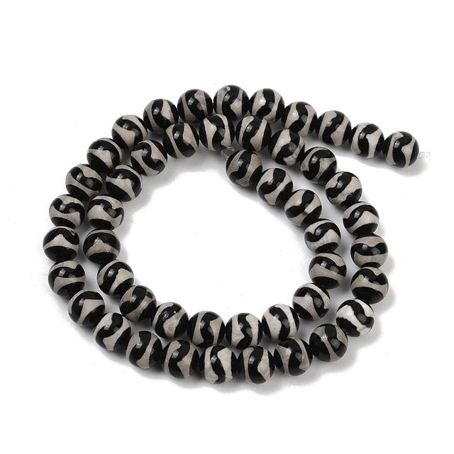 Agat – Tibetansk Mønster, Runde (8mm) - Uniq Perler - 114687