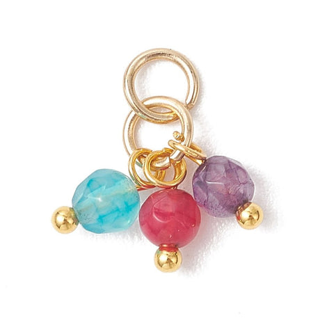 Agat Vedhæng Rund – Mix Forgyldt (8–8.5mm) 8 stk. - Uniq Perler - 117744