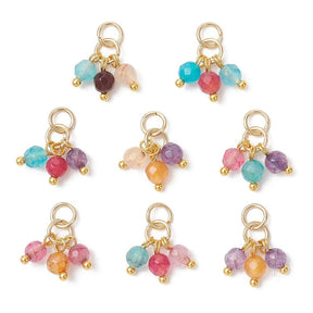 Achat Anhänger Rund – Mix Vergoldet (8–8,5mm) 8 Stk. - Uniq Perler - 117744