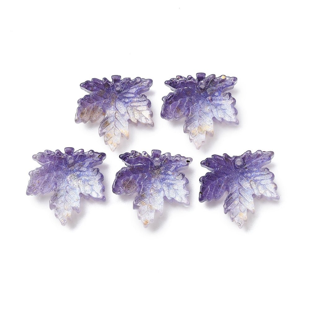 Ahornblad Glas Vedhæng – Lilla (16x16x4mm) 8 stk - Uniq Perler - 