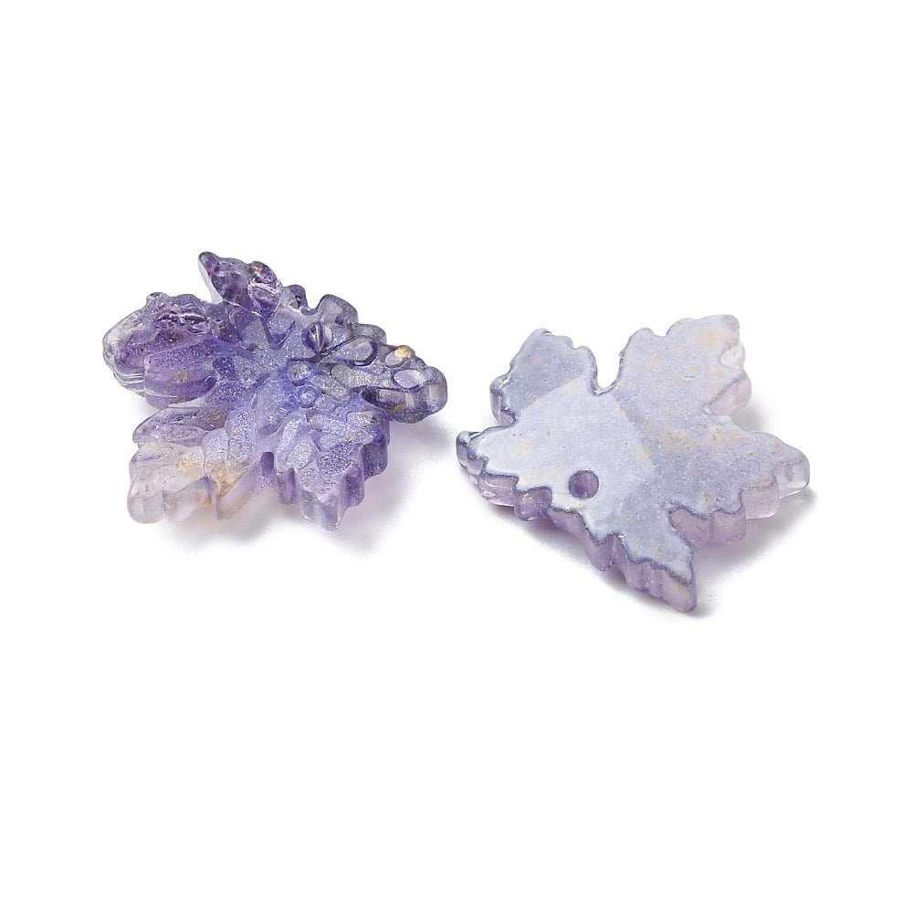 Ahornblad Glas Vedhæng – Lilla (16x16x4mm) 8 stk - Uniq Perler - 