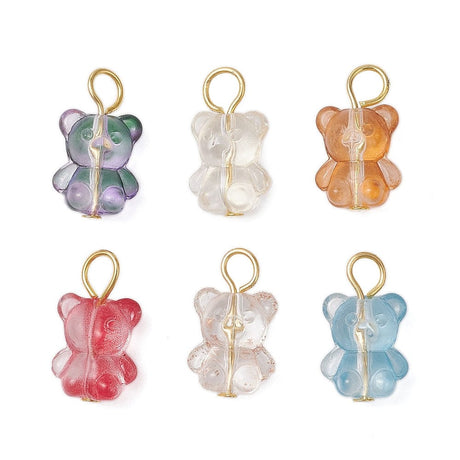 Akryl bamse Vedhæng, Farve Mix, 20x12x9 mm, 6 stk - Uniq Perler - 114992