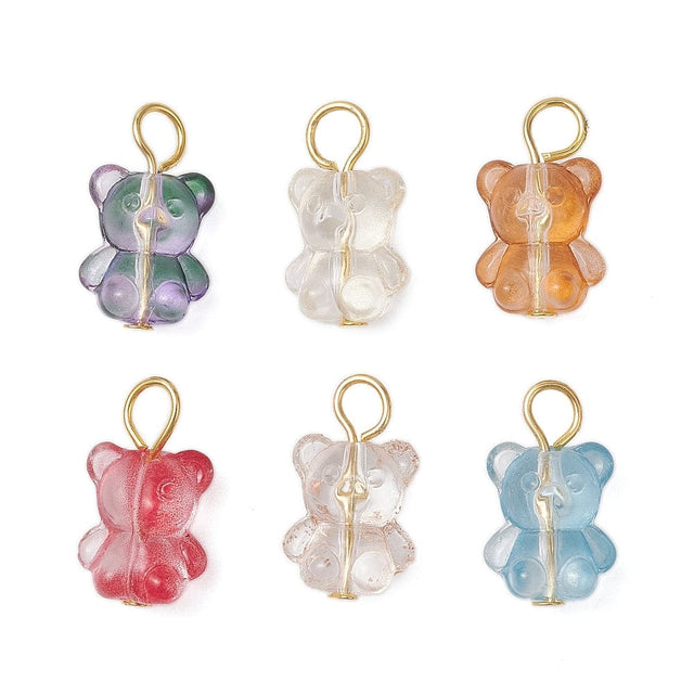 Akryl bamse Vedhæng, Farve Mix, 20x12x9 mm, 6 stk - Uniq Perler - 114992