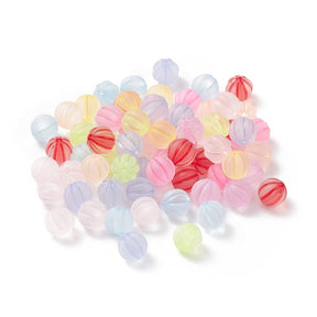Acrylic Pumpkin Beads - Mixed Colors, Frosted (9x10mm) approx. 70 pcs. - Uniq Perler - 115750