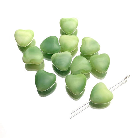 Akryl Hjerter - Grøn (12mm) 10 stk. - Uniq Perler - 114244