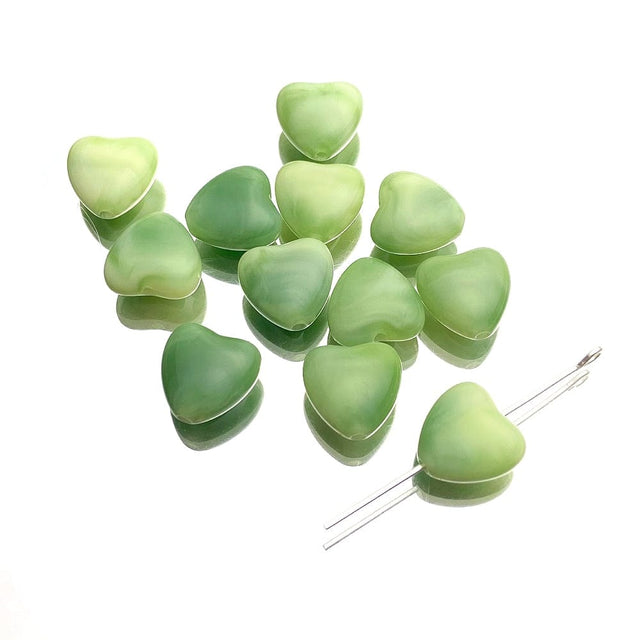 Akryl Hjerter - Grøn (12mm) 10 stk. - Uniq Perler - 114244