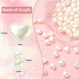 Akryl Hjerter, Hvid, 7,5x9x5mm, 200 stk. - Uniq Perler - 1111490371
