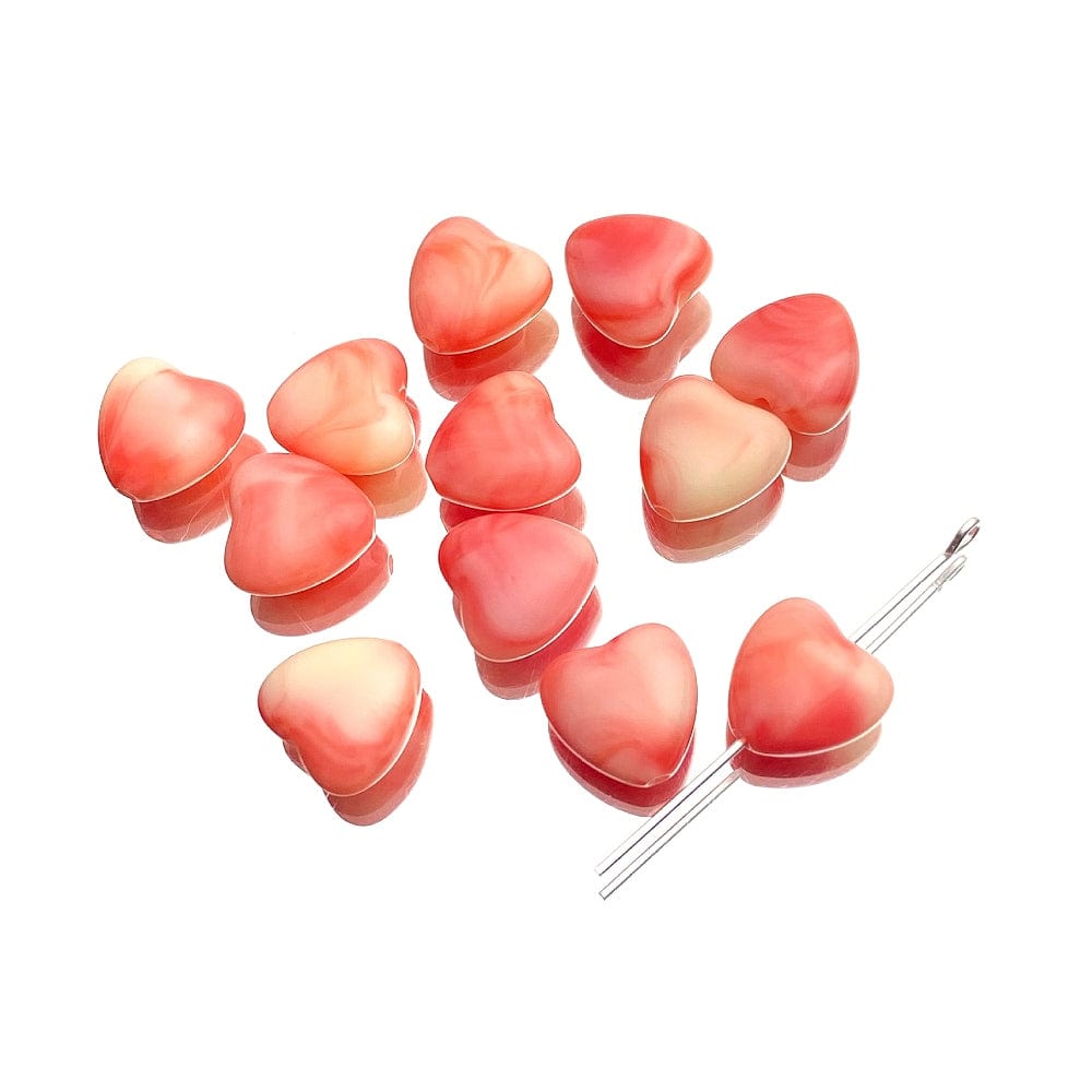 Akryl Hjerter - Orange (12mm) 10 stk. - Uniq Perler - 114245