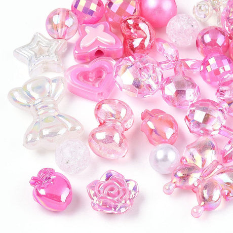 Akryl Perle Mix, Pink Nuancer, (100gr) - Uniq Perler - 111963